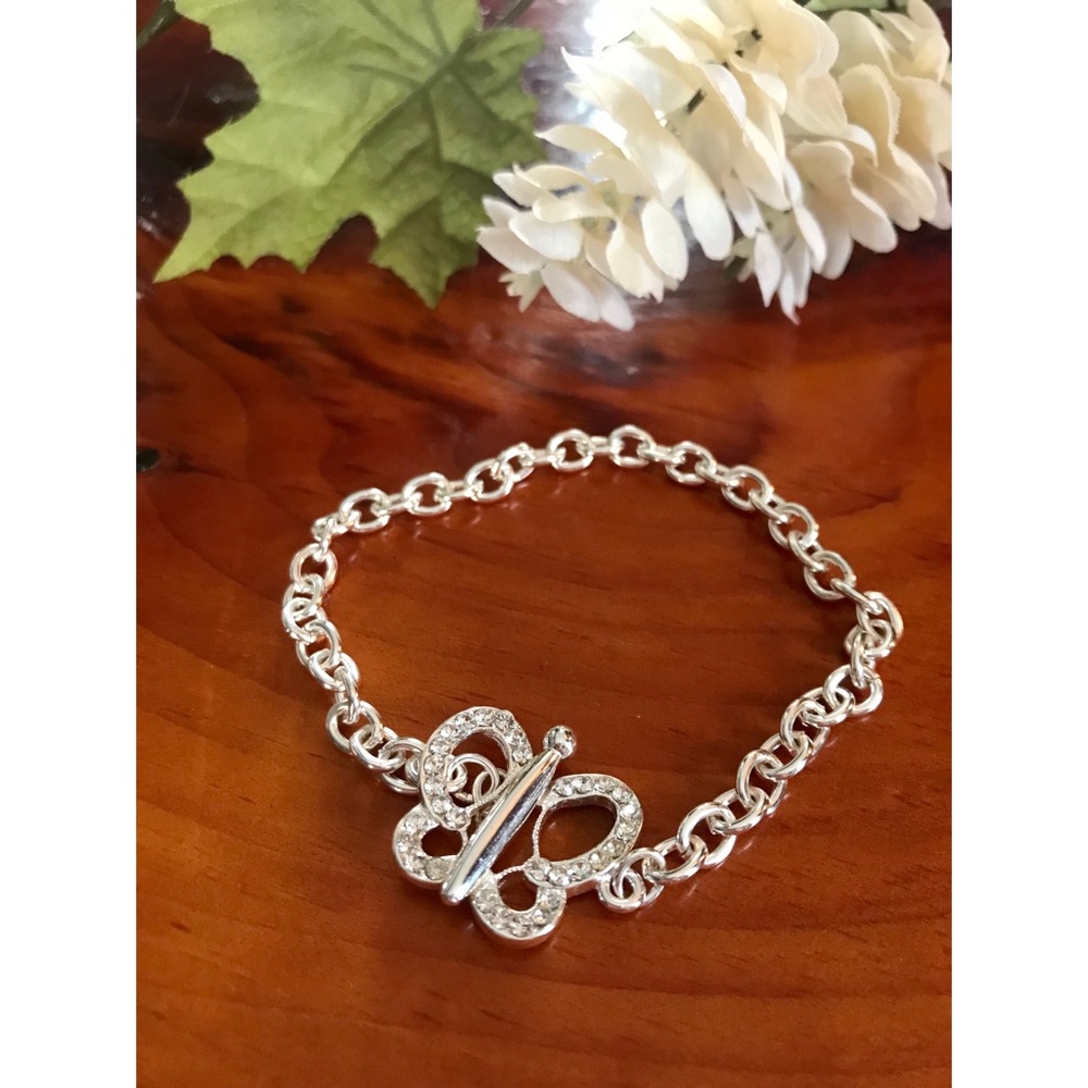 Butterfly Toggle Bracelet with Rhinestones